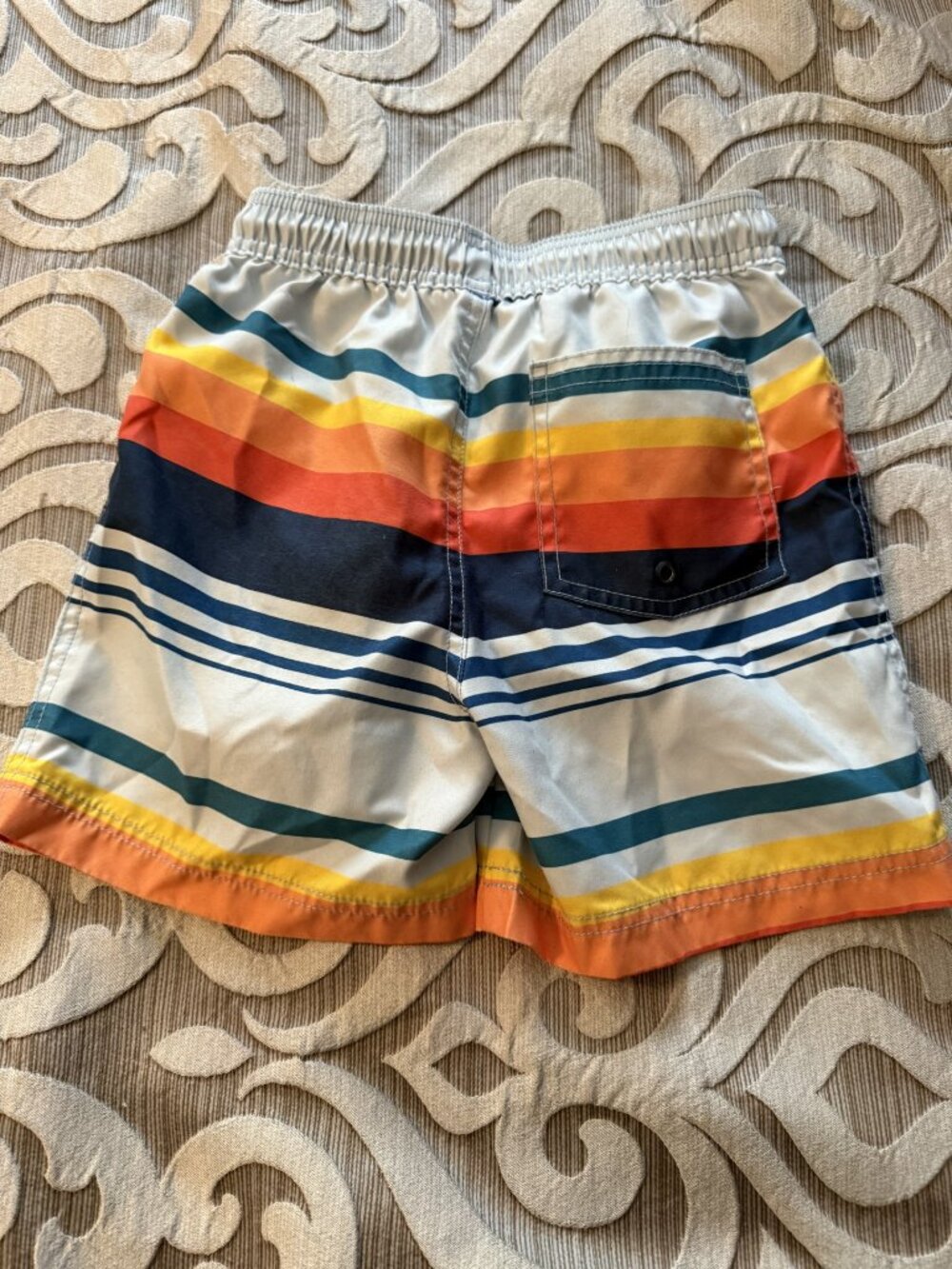 Tea Collection Boys Size 7 Swim Trunks Multi-Color Stripe Elastic Drawstring - Picture 7 of 7